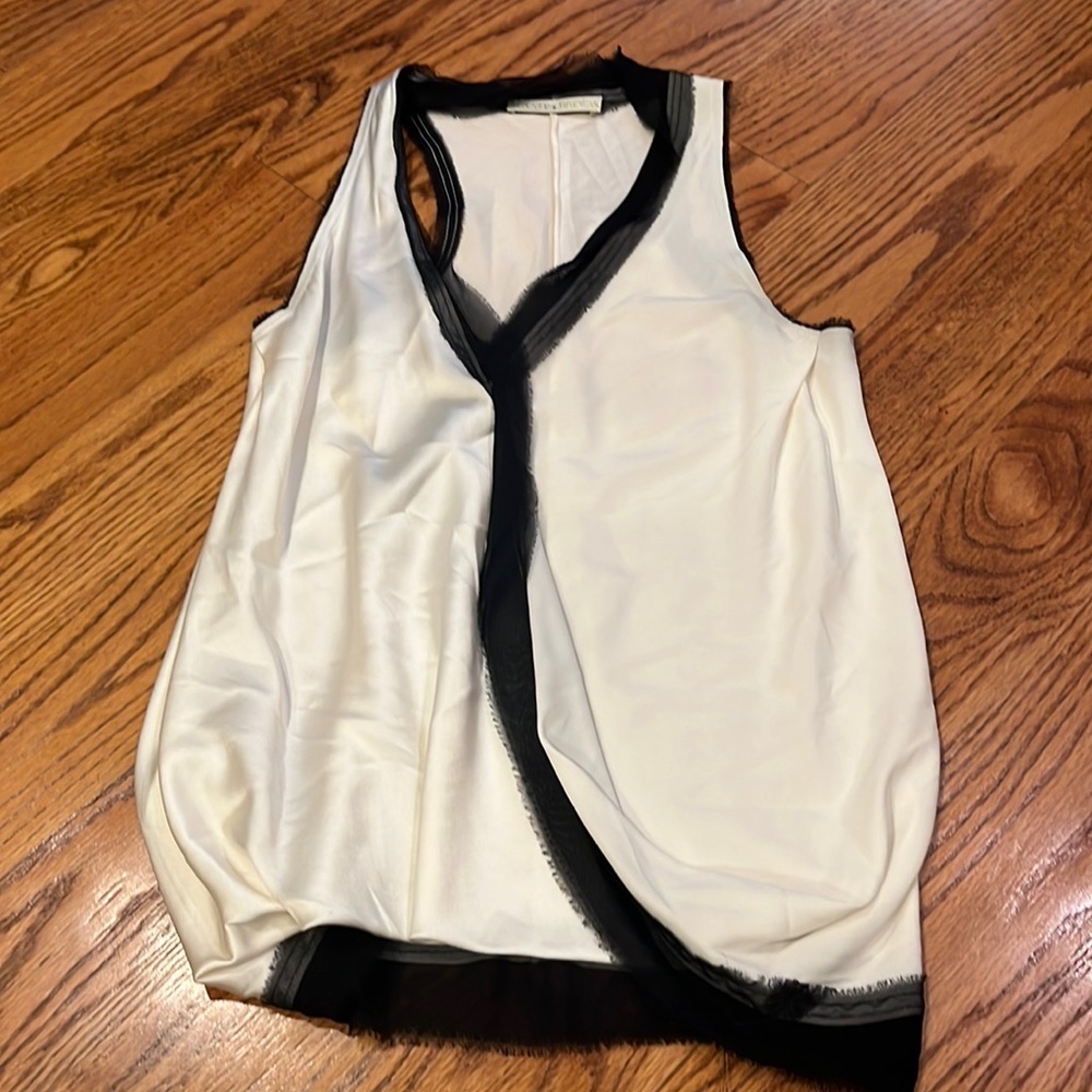 Ramy Brook Woman’s White and Black Silk Tank Size S